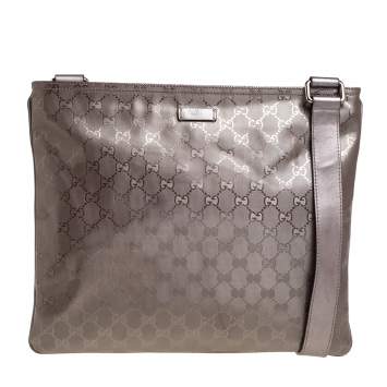 Pre Owned Gucci Metallic Purple GG Imprime Messenger 