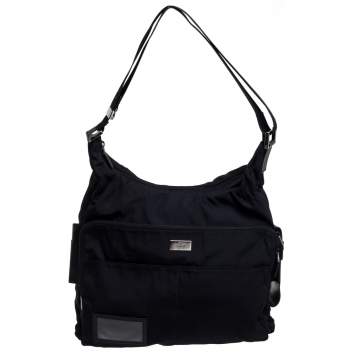 Pre Owned Gucci Black Nylon Messenger Bag