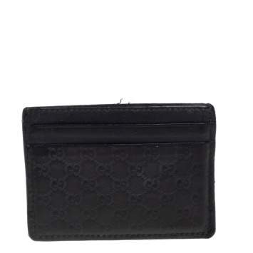 Pre Owned Gucci Black Microguccissima Leather Card Case