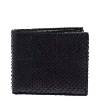 Pre Owned Gucci Black Python Bifold Wallet