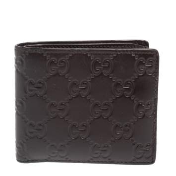 Pre Owned Gucci Dark Brown Guccissima Leather Bifold Wallet