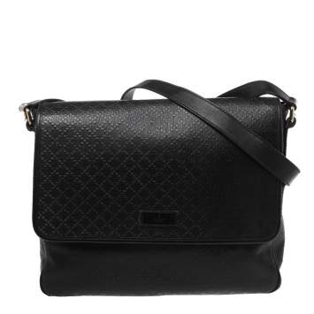 Pre Owned Gucci Black Diamante Leather Hilary Messenger Bag