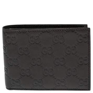 Pre Owned Gucci Dark Brown Guccissima Leather Bifold Wallet