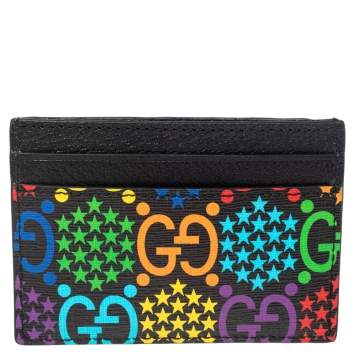 Pre Owned Gucci Multicolor GG Psychedelic Coated Canvas and Leather Card Holder