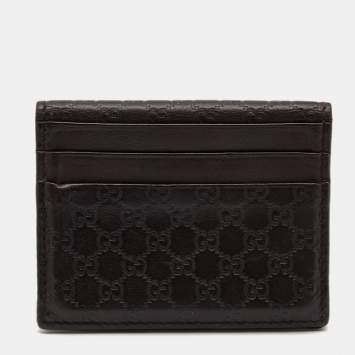 Pre Owned Gucci Brown Guccissima Leather Bifold Card Case