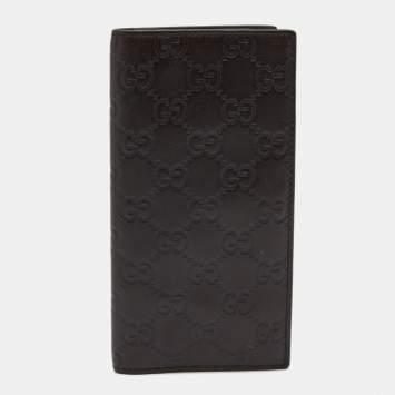 Pre Owned Gucci Dark Brown Guccissima Leather Bifold Wallet