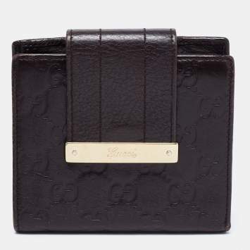 Pre Owned Gucci Dark Brown Guccissima Leather French Wallet