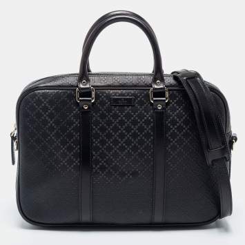 Pre Owned Gucci Black Bright Diamante Leather Briefcase