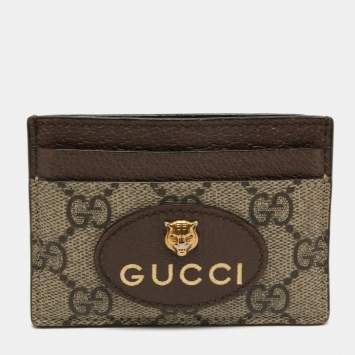 Pre Owned Gucci Tricolor GG Supreme Canvas and Leather Neo Vintage Card Holder