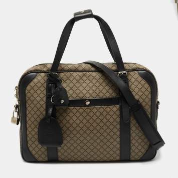 Pre Owned Gucci Beige/Ebony Diamante Supreme Canvas Brief Laptop Bag