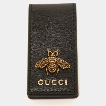 Pre Owned Gucci Black Leather Animalier Money Clip 