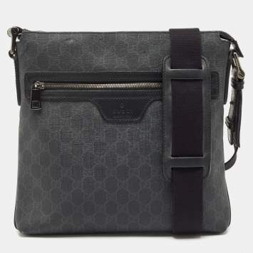 Pre Owned Gucci Dark Grey GG Supreme Canvas Messenger Bag