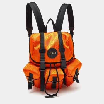 Pre Owned Gucci Orange GG Nylon Off The Grid Backpack