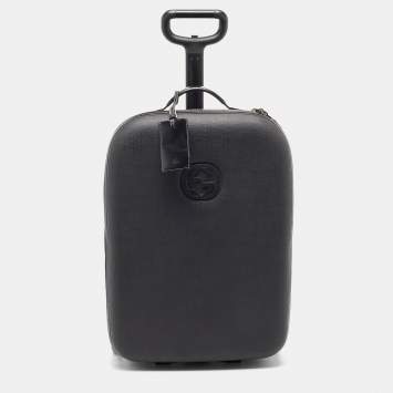 Pre Owned Gucci Black Coated Canvas Interlocking G Trolley Luggage