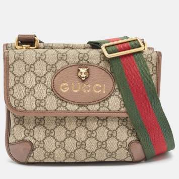 Pre Owned Gucci Beige GG Supreme Canvas and Leather Small Neo Vintage Messenger Bag