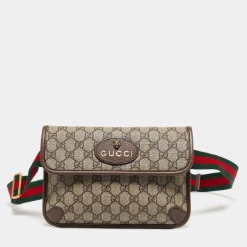 Pre Owned Gucci Beige GG Supreme Canvas and Leather Neo Vintage Belt Bag