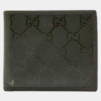 Pre Owned Gucci Military Green GG Imprime Canvas Bifold Wallet