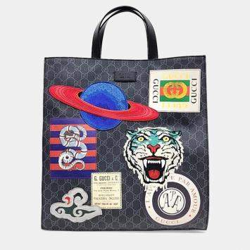 Pre Owned Gucci Soft GG Supreme Tote and Shoulder Bag (495559)