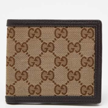 Pre Owned Gucci Beige/Brown GG Canvas and Leather Bifold Wallet