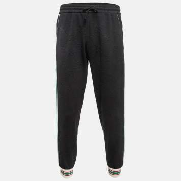 Gucci Navy Blue GG Jacquard Knit Side Tape Trackpants S