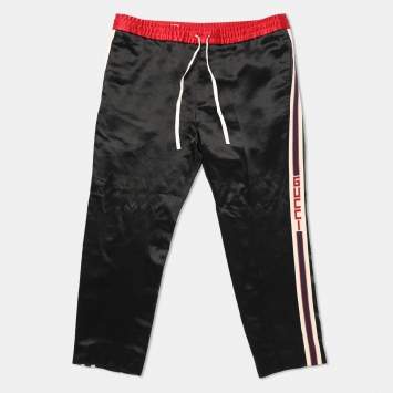 Pre Owned Gucci Black Jersey Logo Tape Detail Track Pants M
