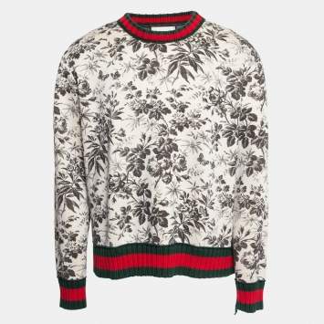 Pre Owned Gucci Brown Floral Print Neoprene Sweatshirt XXXL