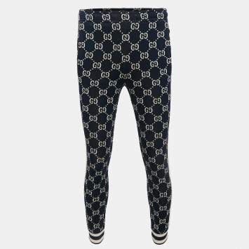 Gucci Navy Blue GG Supreme Jacquard Knit Sweatpants XXS