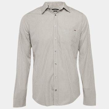 Gucci White/Red Checks Cotton Skinny Shirt M