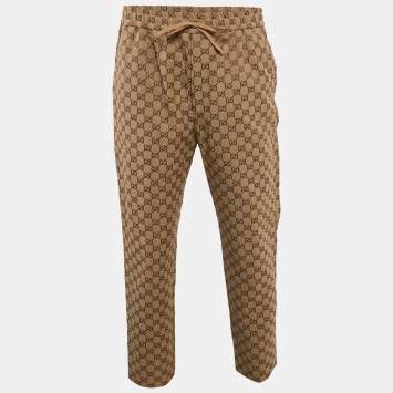 Pre Owned Gucci Beige GG Supreme Jacquard Pants L
