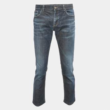 Pre Owned Gucci Blue Washed Denim Super Skinny Jeans L Waist 36"
