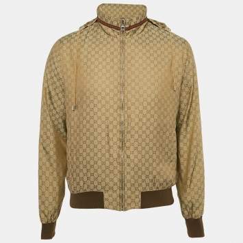 Pre Owned Gucci Brown GG Nylon Zip-Up Blouson S