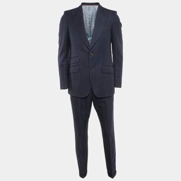 Gucci Navy Blue Stripe Wool Suit M