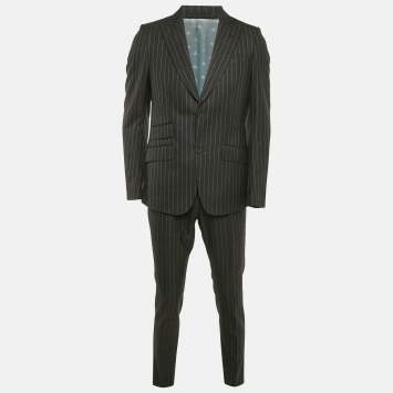 Pre Owned Gucci Charcoal Grey Pinstripe Wool Suit M
