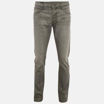 Pre Owned Gucci Grey Denim Straight Leg Jeans L Waist 34"