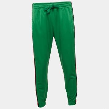 Gucci Green Jersey Web Tape Trimmed Trackpants XL