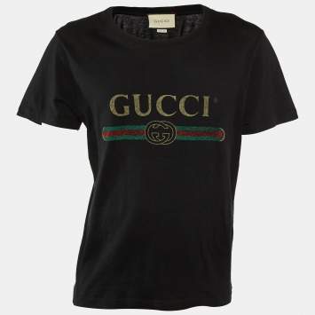 Gucci Black Vintage Logo Washed Cotton Oversized T-Shirt S