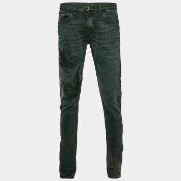 Gucci Dark Grey Washed Denim Regular Fit Denim Jeans L Waist 34"