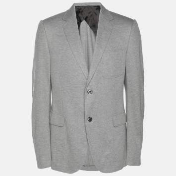 مملوكة مسبقًا Gucci Grey Cupro Double Button Blazer L
