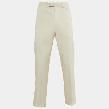 Gucci Ivory Wool Crepe Tailored Pants M