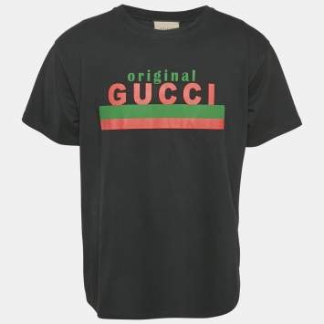 Gucci Black Original Gucci Print Jersey Oversized T-Shirt XS