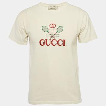 Gucci Off-White GG Tennis Embroidery Cotton Oversized T-Shirt XXS