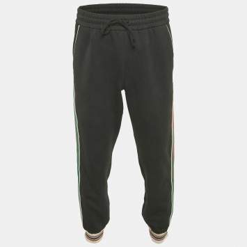 Gucci Black GG Jacquard Knit Web Trim Jogger Trousers M