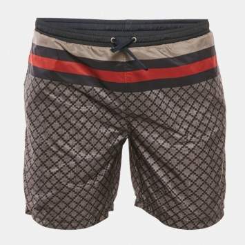 Gucci Navy Blue Diamante Print Nylon Swim Shorts S