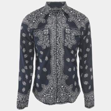 Gucci Navy Blue Bandana Print Cotton Shirt M