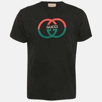 Gucci Black GG Logo Print Jersey Short Sleeve T-Shirt S