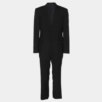 Pre Owned Gucci Black Wool Suit Set L