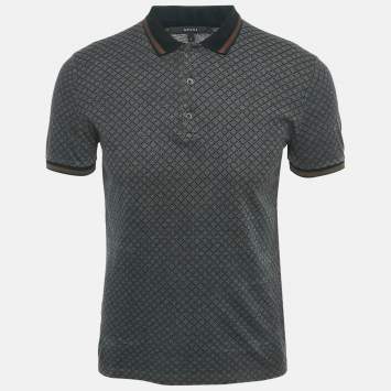مملوكة مسبقًا Gucci Navy Blue Icon Diamante Monogram Cotton Polo T-Shirt S