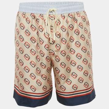 Pre Owned Gucci Multicolor GG Print Silk Shorts M