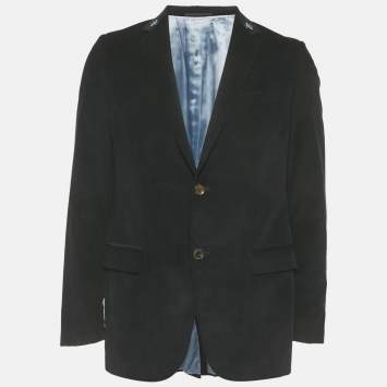 Pre Owned Gucci Black Bee Embroidered Corduroy Single Breasted Blazer L