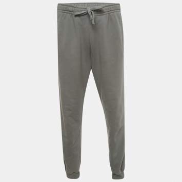 Pre Owned Gucci Grey GG Side Stripe Cotton Joggers S